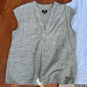 Linen Sleeveless Green Top